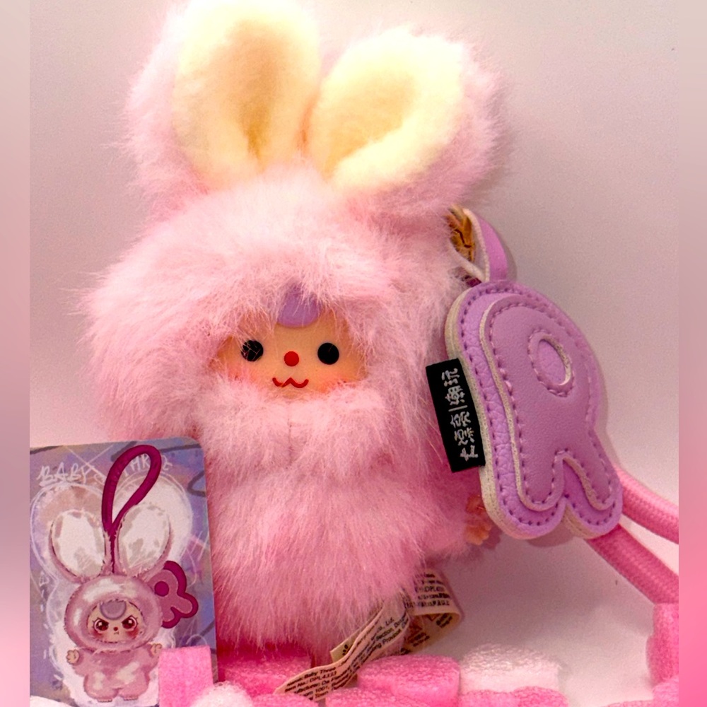 Baby Three Super Mini Bunny Plush – Letter R-Opened Blind Box w/ Box & Card